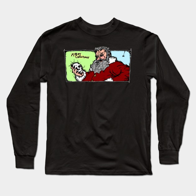 Dark and Gritty Gothic Scary Santa Claus Long Sleeve T-Shirt by MacSquiddles